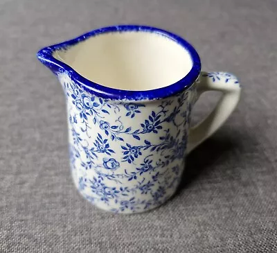Buy Hillchurch Pottery Staffordshire Hand Engraved Blue/White Milk Jug Floral Design • 7.99£