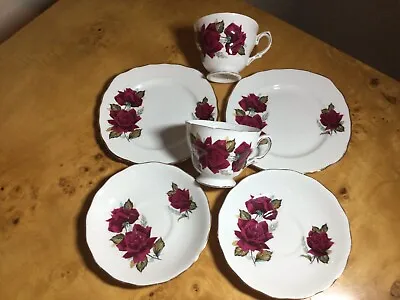 Buy 2 X Vintage Royal Vale Bone China Trios Cups/Saucers/Plates Pretty Rose Design • 4.99£