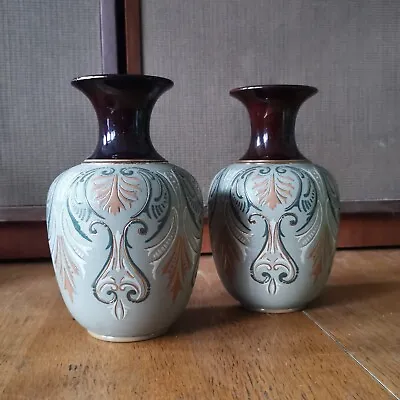 Buy Pair Of Lovatt Langley Ware Vases - Stencilled Art Nouveau Design • 40£