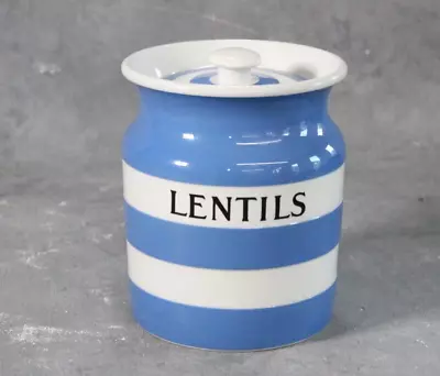 Buy Vintage TG Green Cornishware Blue & White Stripe Rare Lentils Container & Lid • 49.99£
