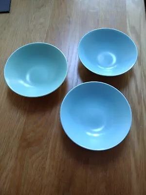Buy 3 Poole Pottery 16cm Cereal Fruit Desert Bowls Twintone Blue/Green • 10£