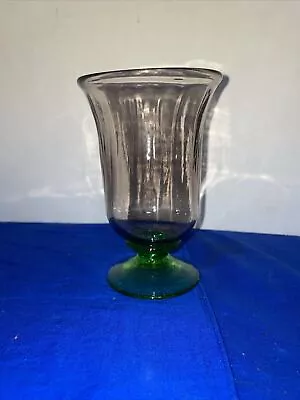 Buy Vintage Deep Purple Glass With Green Foot Dessert Glass 5.75”Tall- Estate Find • 8.06£