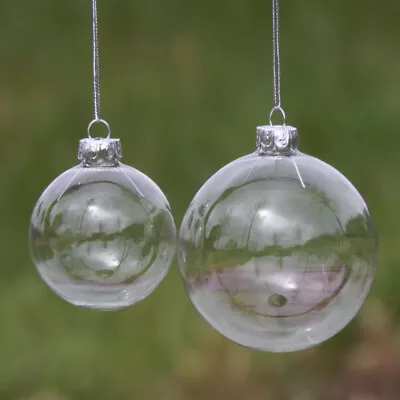 Buy 6/8/10cm Clear Glass Ball Fillable Baubles Christmas Wedding Hanging Ornaments  • 9.95£