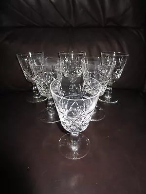 Buy Vintage Royal Brierley 6 X TALL BRUCE Cut Crystal Small Wine Glasses - 133mm • 27.99£