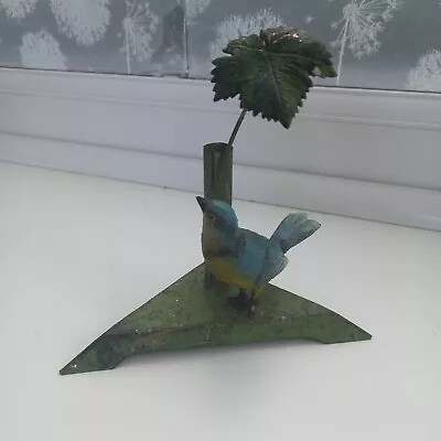 Buy Art Nouveau French Austrian Blue Tit Cold Painted Pressed Tin Bird Epergne Base  • 40£