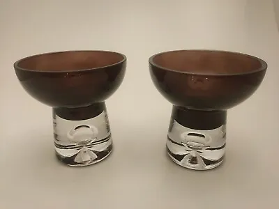 Buy Modernist Pair Of Brown Glass Stem Ball Candle Holders Tea Light Holder • 10£