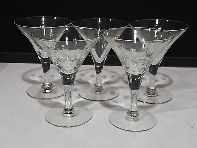 Buy SET OF  5- Vintage Champagne Coupes Etched Dots Mid Century Cocktail Glasses • 28.81£