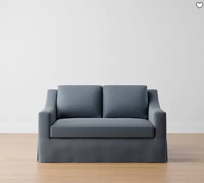 Buy NEW Pottery Barn YORK Slope Arm Slate Gray Velvet 60  Bench Seat Sofa Slipcover • 445.67£