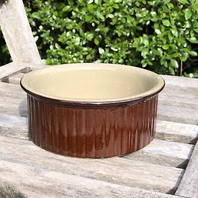 Buy Moira Farmhouse Stoneware Ribbed Brown 6” Souffle Dish Treacle Glazed Ceramic • 14.99£