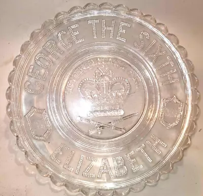 Buy George The Sixth 1937 Clear Pressed Glass Etched Coronation Plate Bowl Royalty • 12£