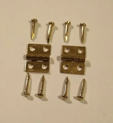 Buy DOLLS HOUSE, 2 MINIATURE GOLD FINISHED HINGES PLUS FITTINGS ( 10mm×8mm ) • 1.29£
