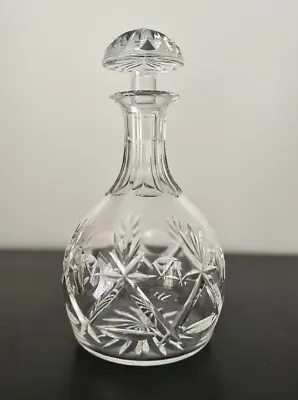 Buy Antique Cut Glass Decanter & Stopper Edwardian Patterned Crystal Clear 19cm • 30£
