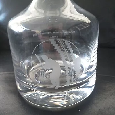 Buy RARE Dartington Glass Whisky Decanter Etched With YORKSHIRE MEMBERS CRICKET 1984 • 13.99£
