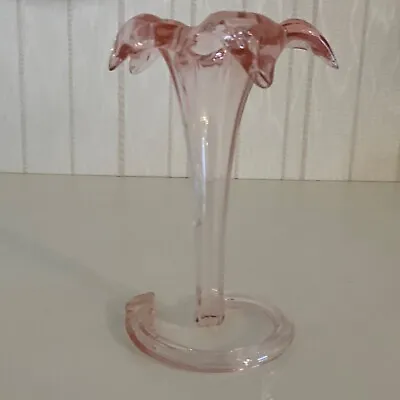 Buy Vintage Blown Glass Bud Epergne Vase Spiral Petal Rim Pink • 12.50£