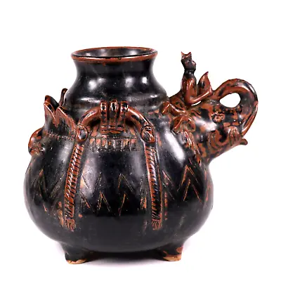 Buy Elephant Art Pottery Vase Asia Mid Century Ware H16 Cm • 120£