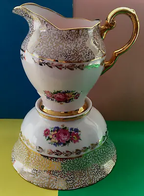 Buy Vintage Tuscan China Floral Tea Set Milk Jug & Open Sugar Bowl Pink & Gold • 19.99£