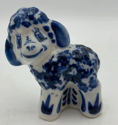 Buy Russian Gzhel Porcelain Sheep Blue White Pottery No Label Handpainted H: 6cm • 7.50£