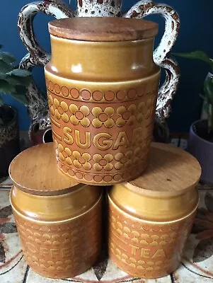 Buy Large Vintage Hornsea Saffron Tea-Coffee-Sugar Storage Canisters Jars 1970s  • 28£