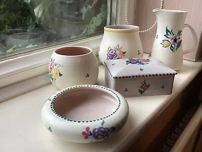Buy 5 Items Poole Pottery Trinket Pot Jug Vase And Ashtray Signed • 45£