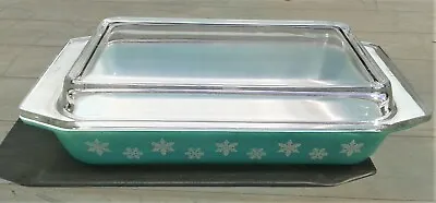Buy Vintage Pyrex Gaiety Casserole Dish With Lid - Blue /Turquoise - Snowflake • 29.99£