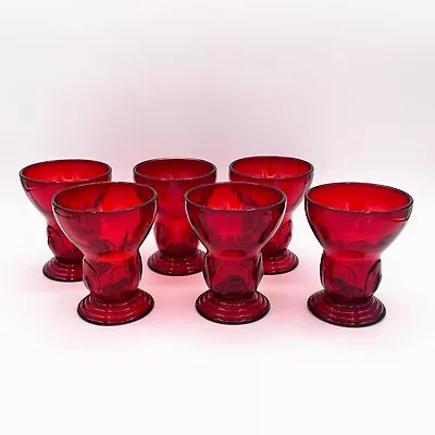 Buy New Martinsville (Viking) Glass Ruby Red Moondrops Set Of 6 Juice Glasses 4 Oz • 31.26£