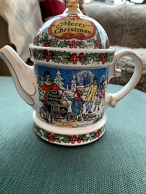 Buy Merry Christmas Sadlers Tea Pot .Smothered With Children Playing In The Snow • 20£