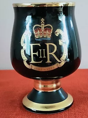 Buy Vintage Prinknash Gold Black Royal Silver Jubilee ER 1977 Goblet Collectible Cup • 7£