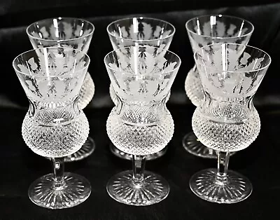 Buy Edinburgh Crystal Thistle Pattern - Set Of Six Hand Cut Perfect Wine Glasses. • 200£