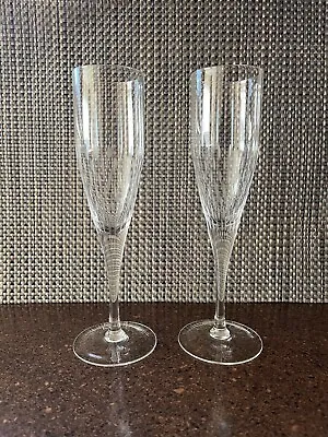 Buy 2 Reed & Barton Crystal Champagne Flutes Glasses Water Drop Design 6oz • 38.35£