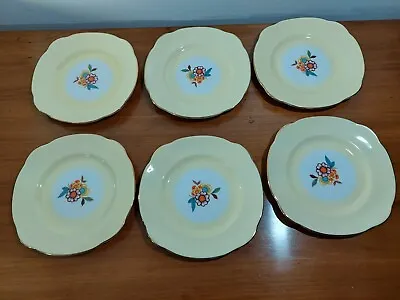 Buy 6 Vintage Duchess Fine Bone China Yellow Side Plates With Flower In Centre. 6  • 9.95£
