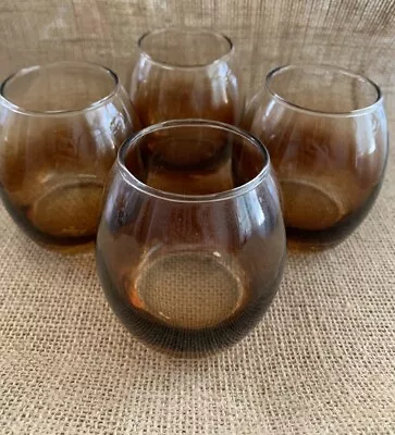 Buy Set Of 4 Amber Fade To Clear Votives Candle Holders Flat Bottom Glasses 3.25” • 27.94£