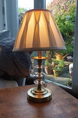 Buy Antique Brass Effect And Crystal Glass Small Candlestick Table Lamp • 14.99£