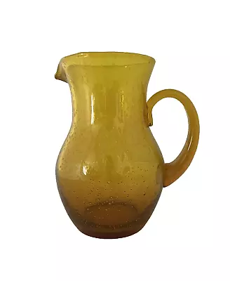Buy Large Pitcher Amber Yellow Crackle Glass Serving Jug Vintage  - FREE POSTAGE • 25.95£