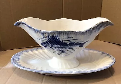 Buy Rare Antique Blue & White Mantle Window Boat Shaped Vase-frank Anton Mehlem Bonn • 38£