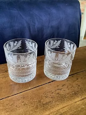 Buy Edinburgh Crystal Thistle Pattern - Pair Of Large 'Old Fashioned' Whisky Glasses • 180£
