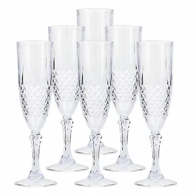 Buy 6 X Clear Crystal Effect Vintage Champagne Whisky Plastic Drinking Glasses • 12.45£