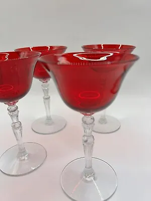 Buy Morgantown Ruby Wine / Champagne Glasses Set Of 4 From 1930's. Beautiful! • 28.45£