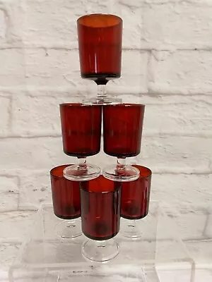 Buy Luminarc Ruby Red Sherry Wine Aperitif Glasses X6 Immaculate • 9.99£