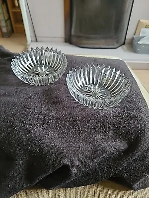 Buy 2 X Vintage Clear Glass Patterned 5 Inch Dessert Dishes • 3.99£