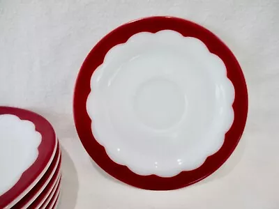 Buy Vintage Pyrex Corning Ware Scalloped Border Saucers Dark Red Burgundy? (7 Avail) • 6.62£