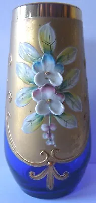 Buy Miniature Bohemian Cobalt Blue Glass Vase Made In Czechoslovakia  C. 1950s • 28.45£