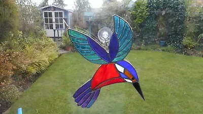 Buy Stained Glass  Flying Kingfisher Bird Suncatcher Or Wall Mount. • 100£