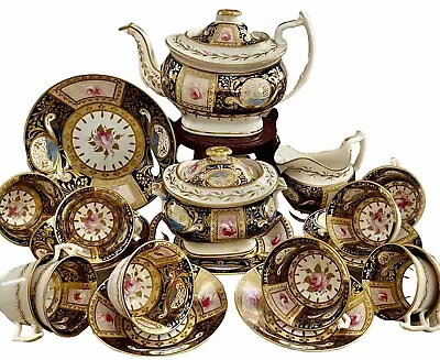 Buy Antique Coalport Tea Set Tea Pot, Creamer, Sugar Bowl, Cups Saucers John Rose • 904.60£
