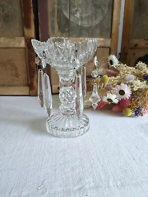 Buy Vintage Mid 1900s Cut Glass Candle Stick Holder Prisms Prop Lead Crystal Pillar • 19.99£