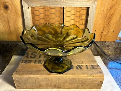 Buy Vintage 9.75  Green Glass Pedestal Compote Fruit Bowl • 5.20£