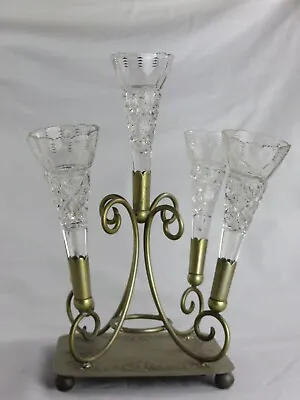 Buy Antique Crystal Cut Glass (5 Pieces) Epergne Set 15 1/2  • 399.99£