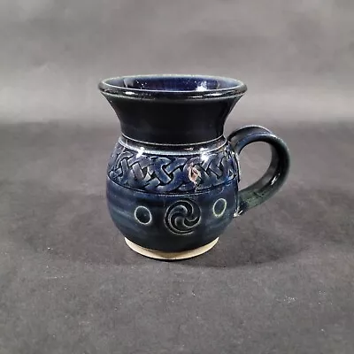 Buy Irish Knot Celtic Mug Art Pottery Mug Coffee Tea Cup Blue Glaze Small 8 Oz. • 18.19£