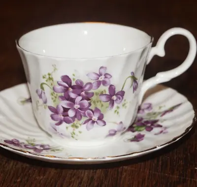 Buy Aynsley Hammersley Fine Bone China Tea Cup And Saucer – Good Condition Violets • 9£