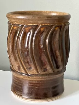 Buy Iden Pottery Rye Sussex Brown Twisted Fluted Brown Vase - 5 Inch • 9.99£