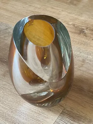 Buy Goran Signed G Warff 7040200 Kosta Boda Amber Mirage Glass Vase • 191.92£